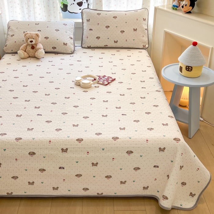 91家纺网 家纺一手货源 找家纺 沐纯家居 2025新款婴儿绒纯棉水洗床盖卡拉 -灰