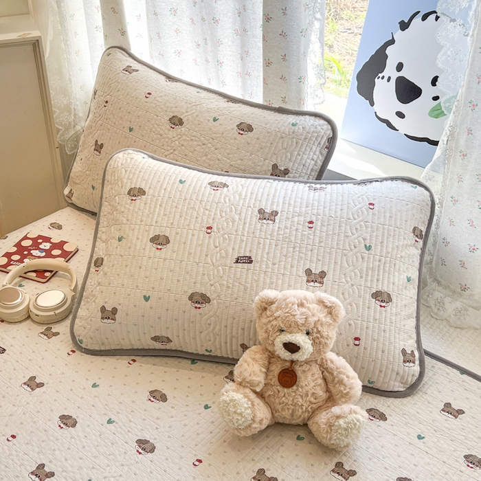 91家纺网 家纺一手货源 找家纺 沐纯家居 2025新款婴儿绒纯棉水洗床盖卡拉 -灰