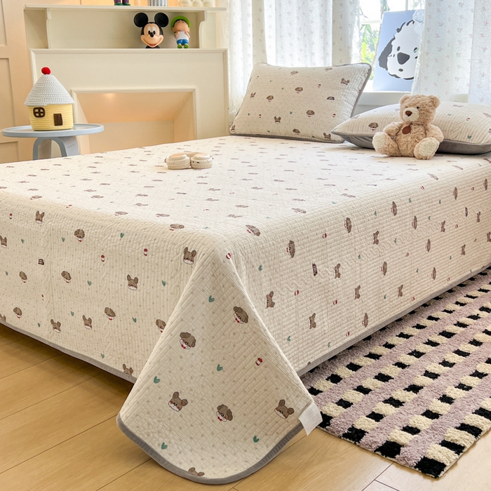 91家纺网 家纺一手货源 找家纺 沐纯家居 2025新款婴儿绒纯棉水洗床盖卡拉 -灰