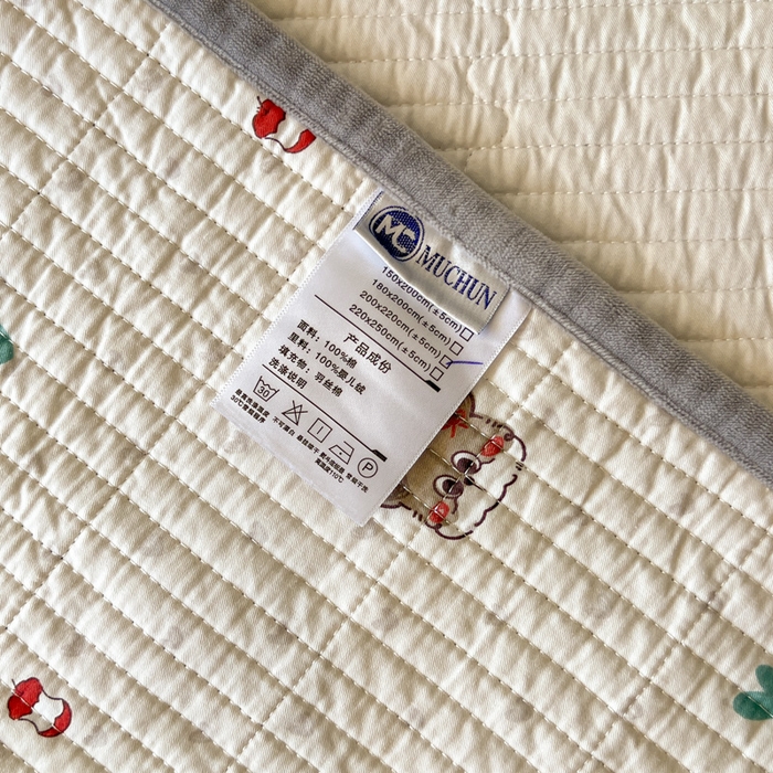 91家纺网 家纺一手货源 找家纺 沐纯家居 2025新款婴儿绒纯棉水洗床盖卡拉 -灰