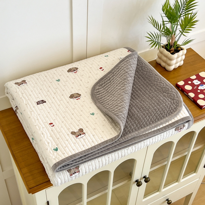 沐纯家居 2025新款婴儿绒纯棉水洗床盖卡拉 -灰