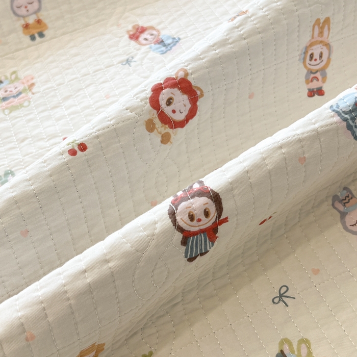 91家纺网 家纺一手货源 找家纺 沐纯家居 2025新款婴儿绒纯棉水洗床盖拉布豆-晴蓝