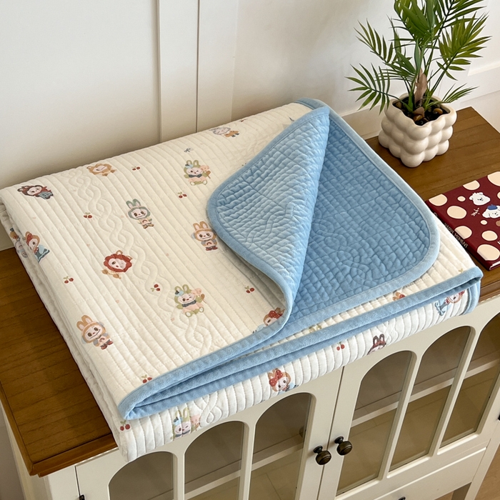 沐纯家居 2025新款婴儿绒纯棉水洗床盖拉布豆-晴蓝