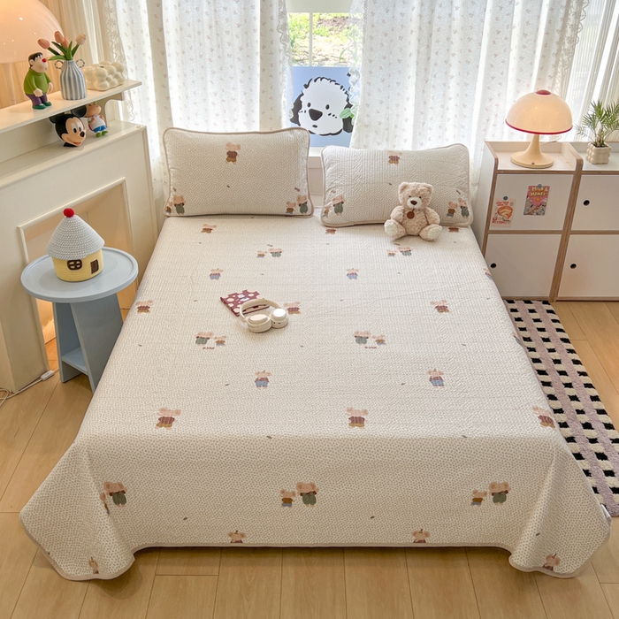 91家纺网 家纺一手货源 找家纺 沐纯家居 2025新款婴儿绒纯棉水洗床盖象博士-奶咖