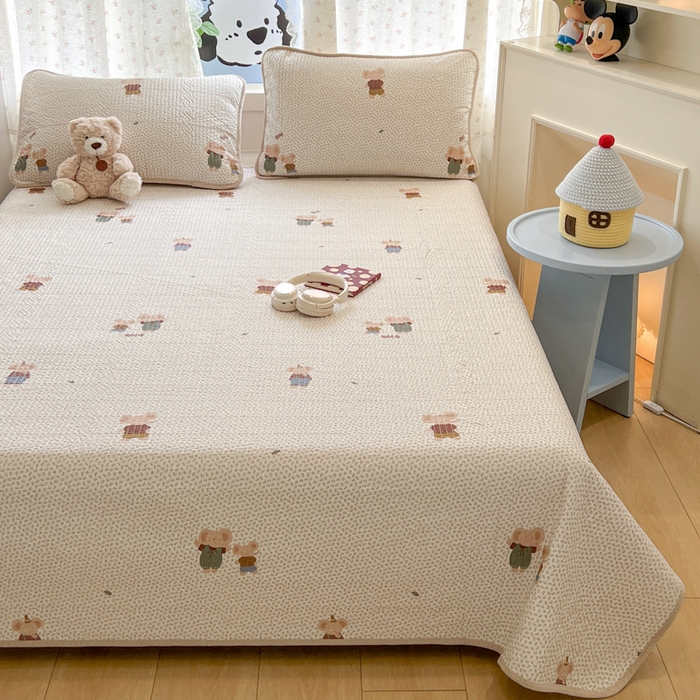 91家纺网 家纺一手货源 找家纺 沐纯家居 2025新款婴儿绒纯棉水洗床盖象博士-奶咖