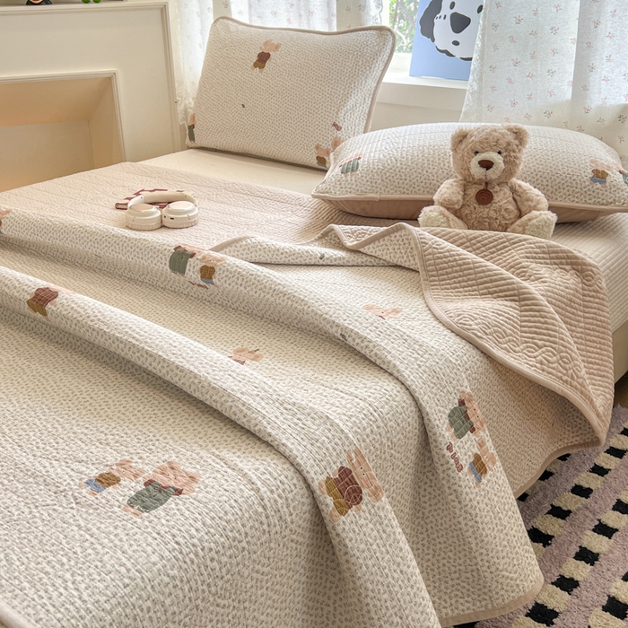 91家纺网 家纺一手货源 找家纺 沐纯家居 2025新款婴儿绒纯棉水洗床盖象博士-奶咖