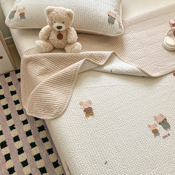 91家纺网 家纺一手货源 找家纺 沐纯家居 2025新款婴儿绒纯棉水洗床盖象博士-奶咖