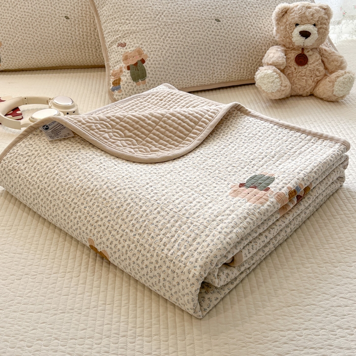 91家纺网 家纺一手货源 找家纺 沐纯家居 2025新款婴儿绒纯棉水洗床盖象博士-奶咖