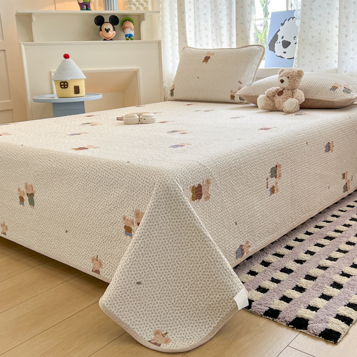 91家纺网 家纺一手货源 找家纺 沐纯家居 2025新款婴儿绒纯棉水洗床盖象博士-奶咖