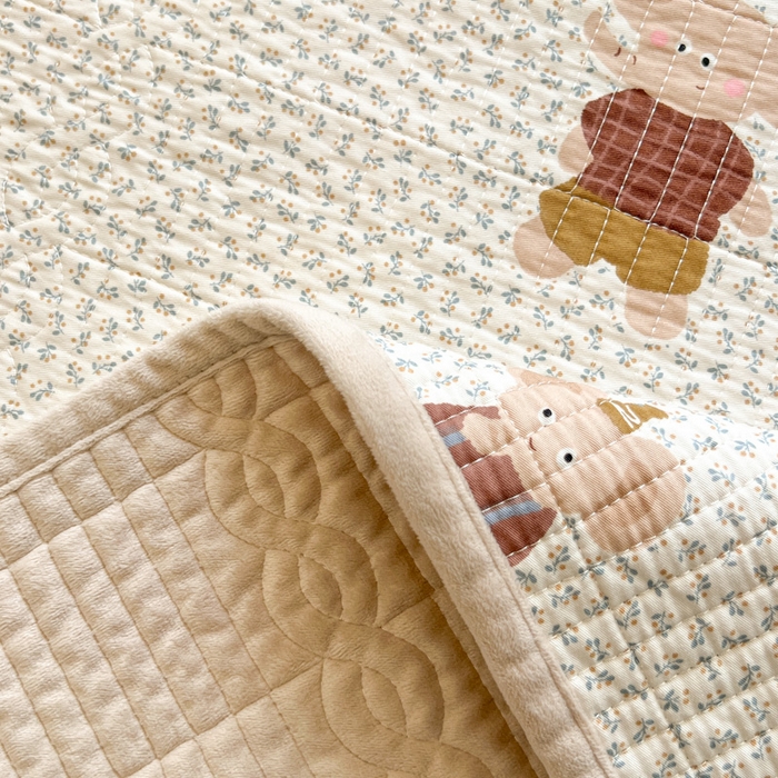91家纺网 家纺一手货源 找家纺 沐纯家居 2025新款婴儿绒纯棉水洗床盖象博士-奶咖