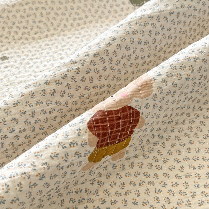 91家纺网 家纺一手货源 找家纺 沐纯家居 2025新款婴儿绒纯棉水洗床盖象博士-奶咖