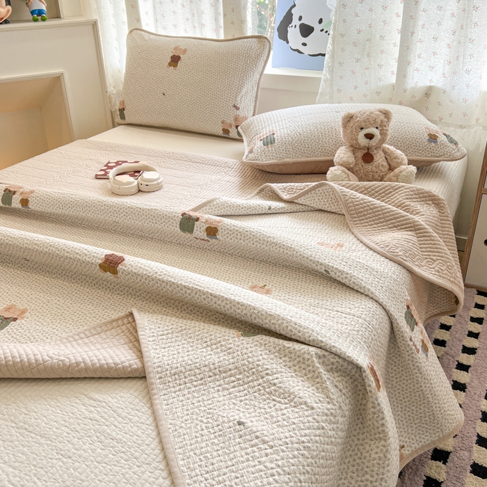 91家纺网 家纺一手货源 找家纺 沐纯家居 2025新款婴儿绒纯棉水洗床盖象博士-奶咖