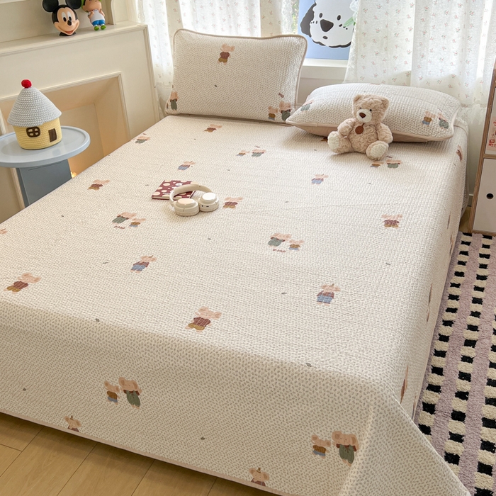 91家纺网 家纺一手货源 找家纺 沐纯家居 2025新款婴儿绒纯棉水洗床盖象博士-奶咖