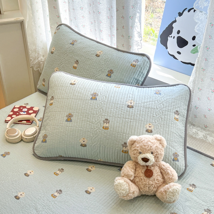 91家纺网 家纺一手货源 找家纺 沐纯家居 2025新款婴儿绒纯棉水洗床盖迎宾狗-灰