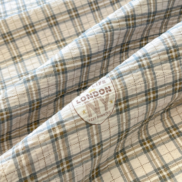 91家纺网 家纺一手货源 找家纺 沐纯家居 2025新款婴儿绒纯棉水洗床盖月光格-灰