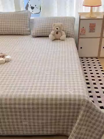 91家纺网 家纺一手货源 找家纺 沐纯家居 2025新款婴儿绒纯棉水洗床盖月光格-灰