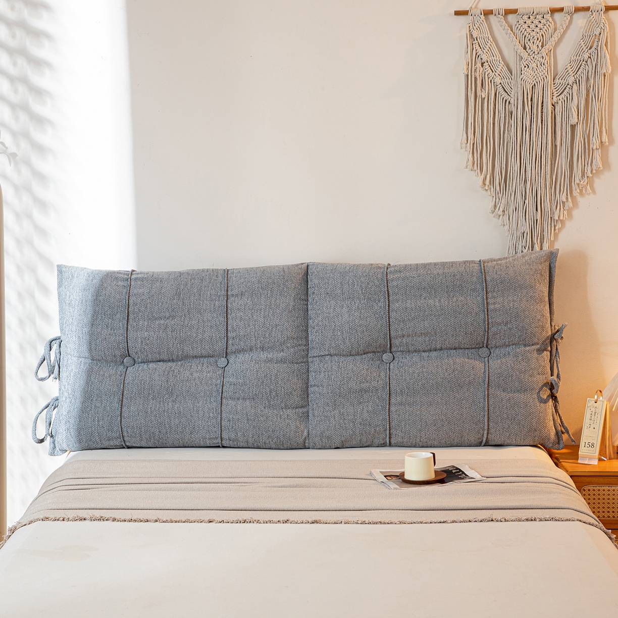 91家纺网 家纺一手货源 找家纺 沐沐家纺 2026新款人字纹床头靠背 浅灰