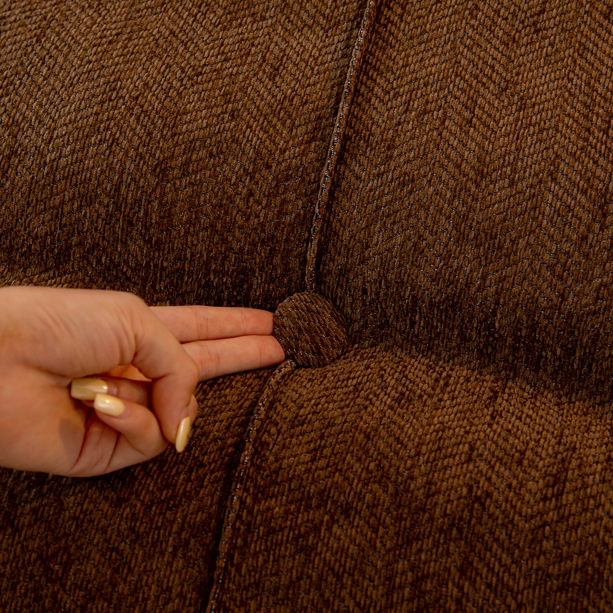 91家纺网 家纺一手货源 找家纺 沐沐家纺 2026新款人字纹床头靠背 深咖