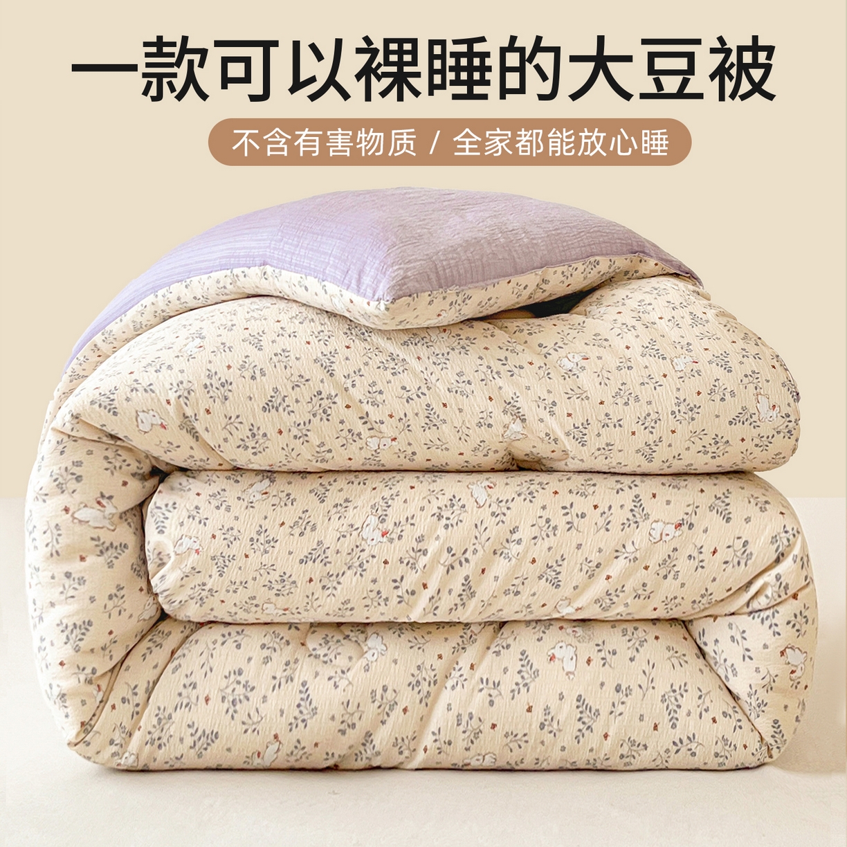 91家纺网 家纺一手货源 找家纺 （总）大彩家居 2025新款水洗皱皱纱大豆被春秋被冬被被子被芯