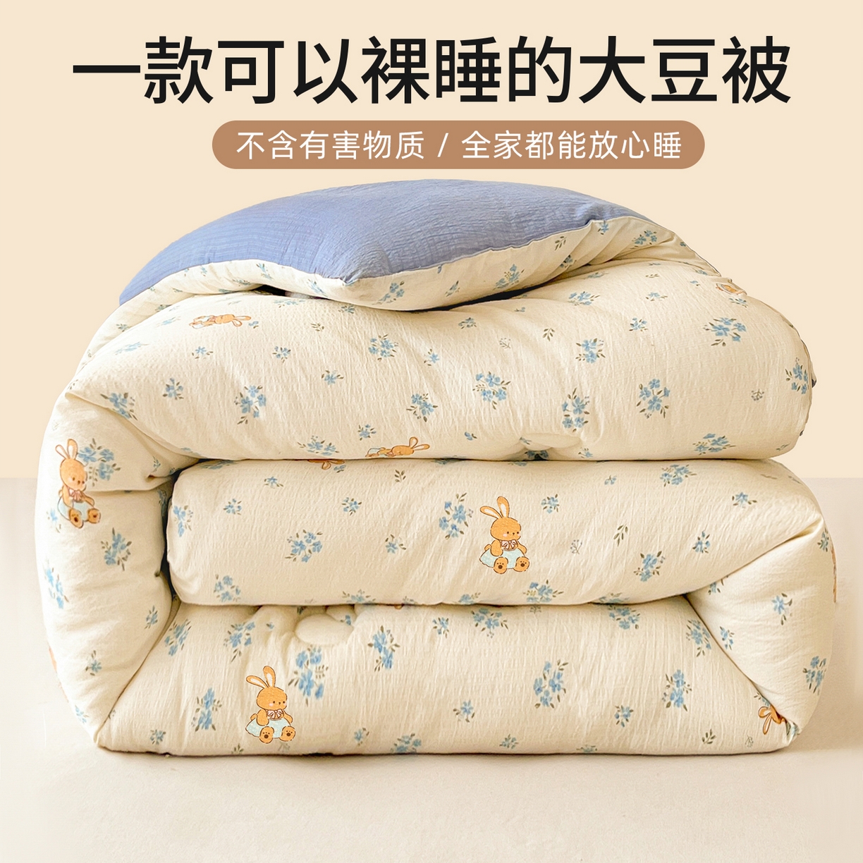 91家纺网 家纺一手货源 找家纺 （总）大彩家居 2025新款水洗皱皱纱大豆被春秋被冬被被子被芯