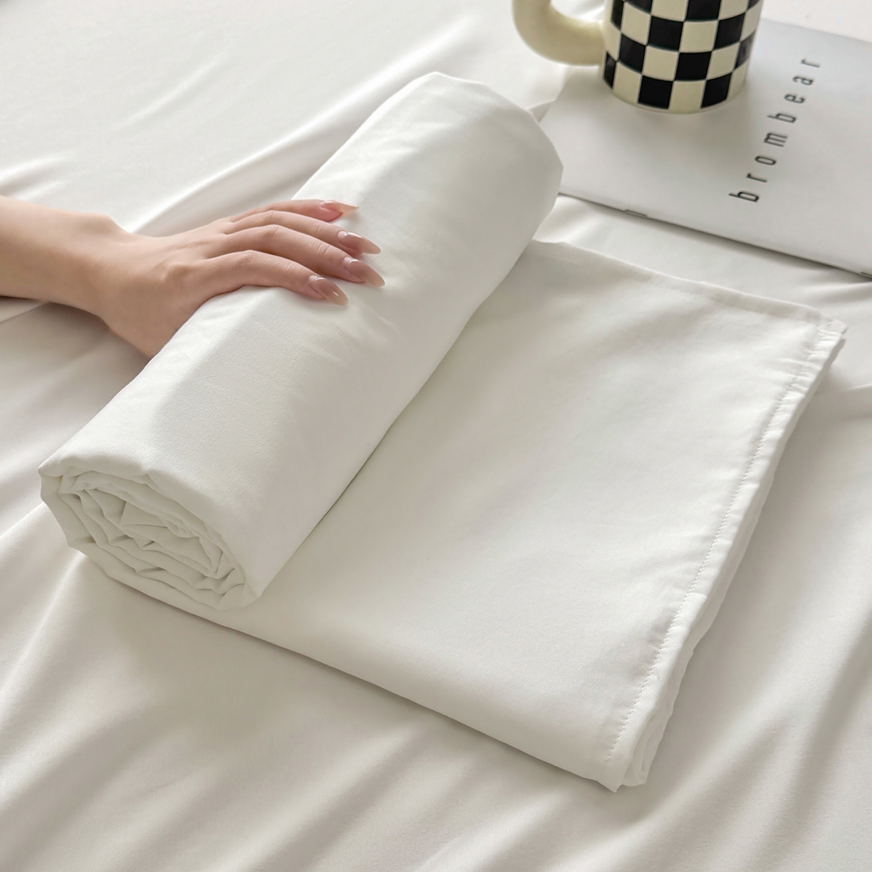 91家纺网 家纺一手货源 找家纺 十一家居 2025年新款ins风A类母婴级亲肤云朵水洗棉单床单 本白