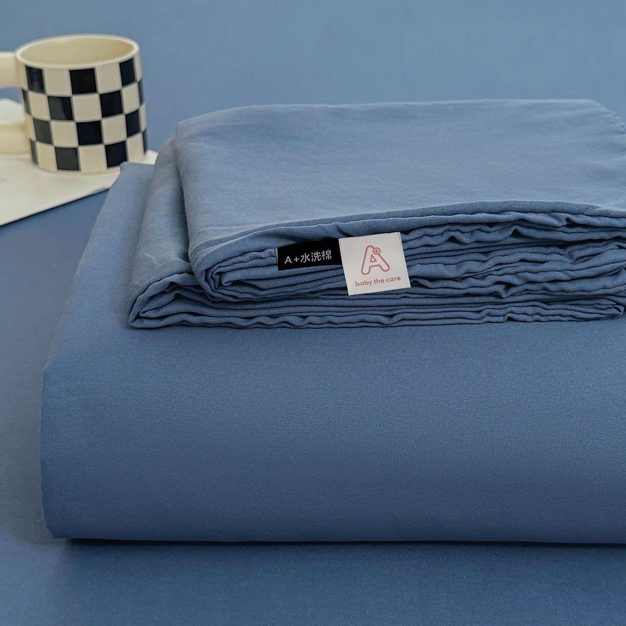 十一家居2025年新款ins风A类母婴级亲肤云朵水洗棉单床单 深蓝