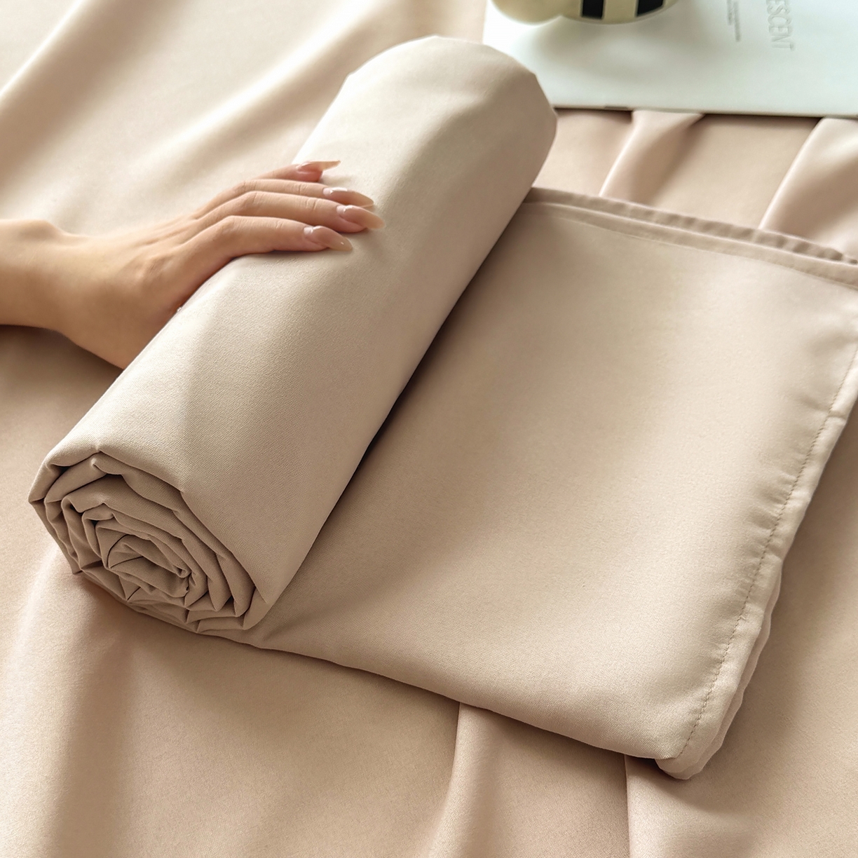 91家纺网 家纺一手货源 找家纺 十一家居 2025年新款ins风A类母婴级亲肤云朵水洗棉单床单 卡其