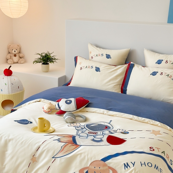 91家纺网 家纺一手货源 找家纺 （总）西西家居 2025新款100支长绒棉 澳棉四件套-银河骑手