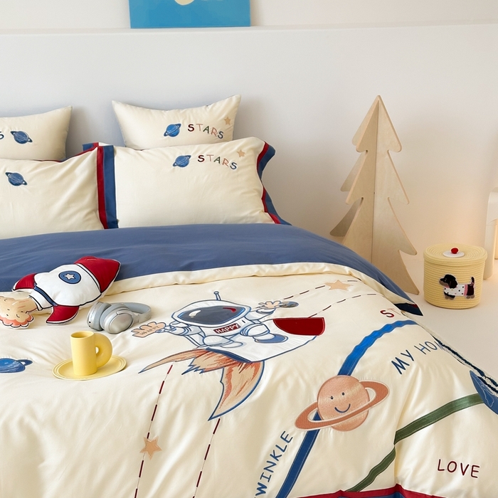 91家纺网 家纺一手货源 找家纺 （总）西西家居 2025新款100支长绒棉 澳棉四件套-银河骑手