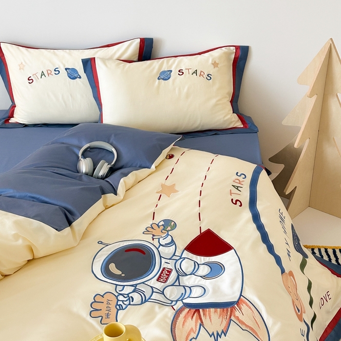 91家纺网 家纺一手货源 找家纺 （总）西西家居 2025新款100支长绒棉 澳棉四件套-银河骑手