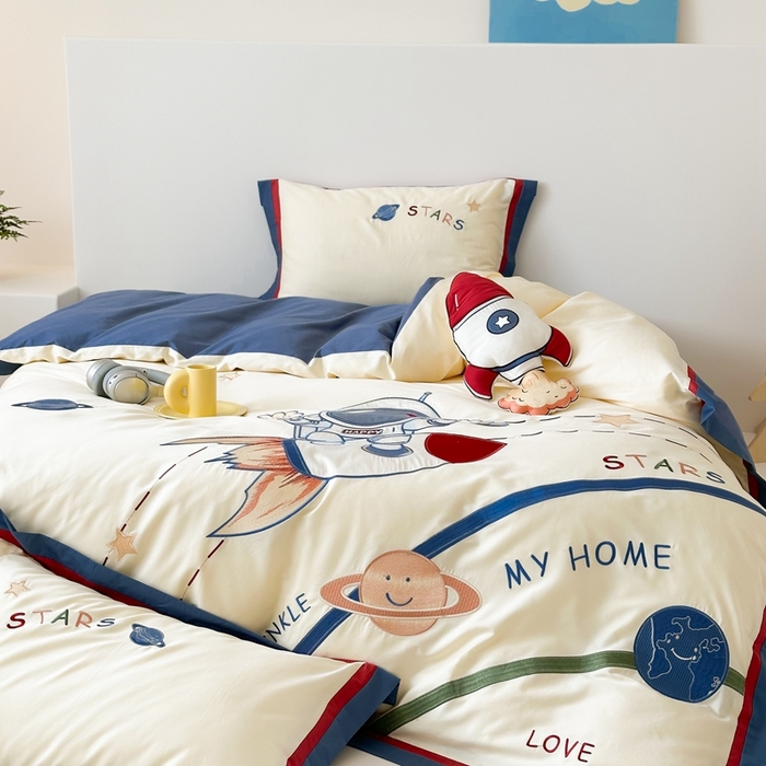 91家纺网 家纺一手货源 找家纺 （总）西西家居 2025新款100支长绒棉 澳棉四件套-银河骑手