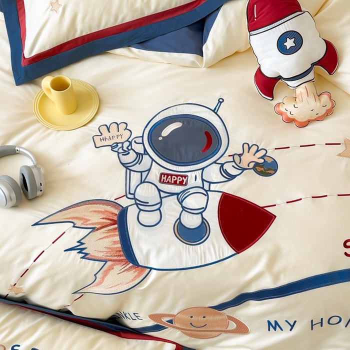 91家纺网 家纺一手货源 找家纺 （总）西西家居 2025新款100支长绒棉 澳棉四件套-银河骑手