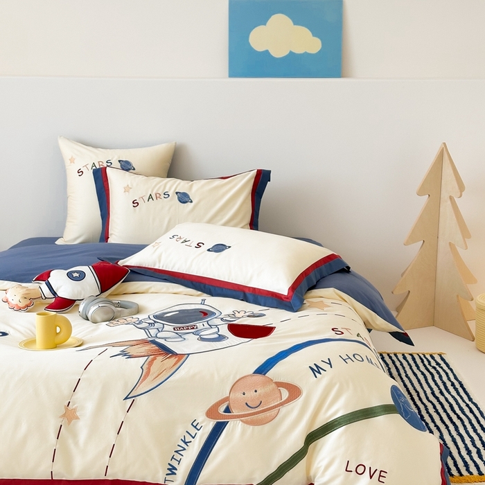 91家纺网 家纺一手货源 找家纺 （总）西西家居 2025新款100支长绒棉 澳棉四件套-银河骑手