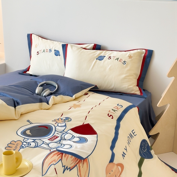 91家纺网 家纺一手货源 找家纺 （总）西西家居 2025新款100支长绒棉 澳棉四件套-银河骑手