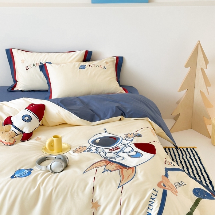 91家纺网 家纺一手货源 找家纺 （总）西西家居 2025新款100支长绒棉 澳棉四件套-银河骑手