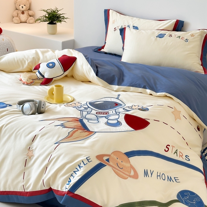 91家纺网 家纺一手货源 找家纺 （总）西西家居 2025新款100支长绒棉 澳棉四件套-银河骑手