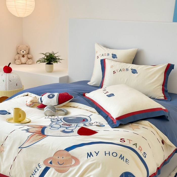 91家纺网 家纺一手货源 找家纺 （总）西西家居 2025新款100支长绒棉 澳棉四件套-银河骑手