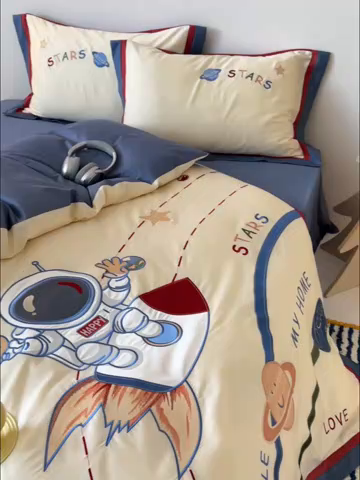 91家纺网 家纺一手货源 找家纺 （总）西西家居 2025新款100支长绒棉 澳棉四件套-银河骑手