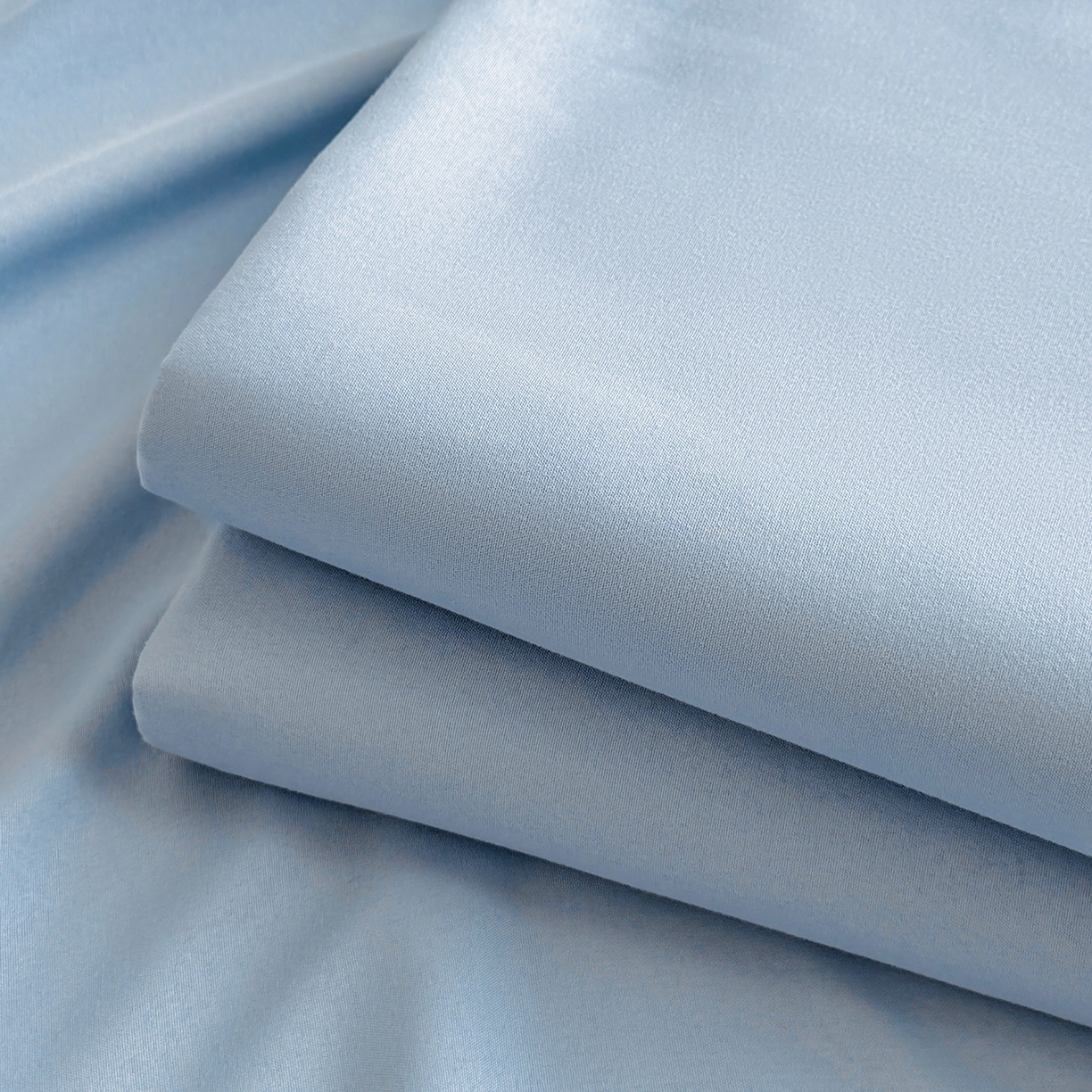 91家纺网 家纺一手货源 找家纺 十一家居 2025年新款ins风A类母婴级亲肤云朵水洗棉单床单 浅蓝