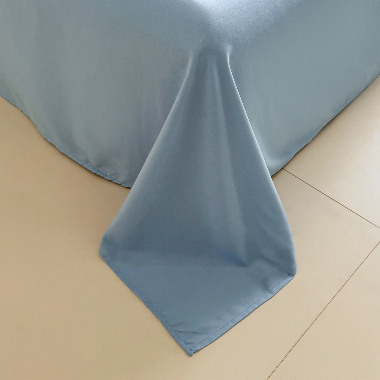 91家纺网 家纺一手货源 找家纺 十一家居 2025年新款ins风A类母婴级亲肤云朵水洗棉单床单 浅蓝