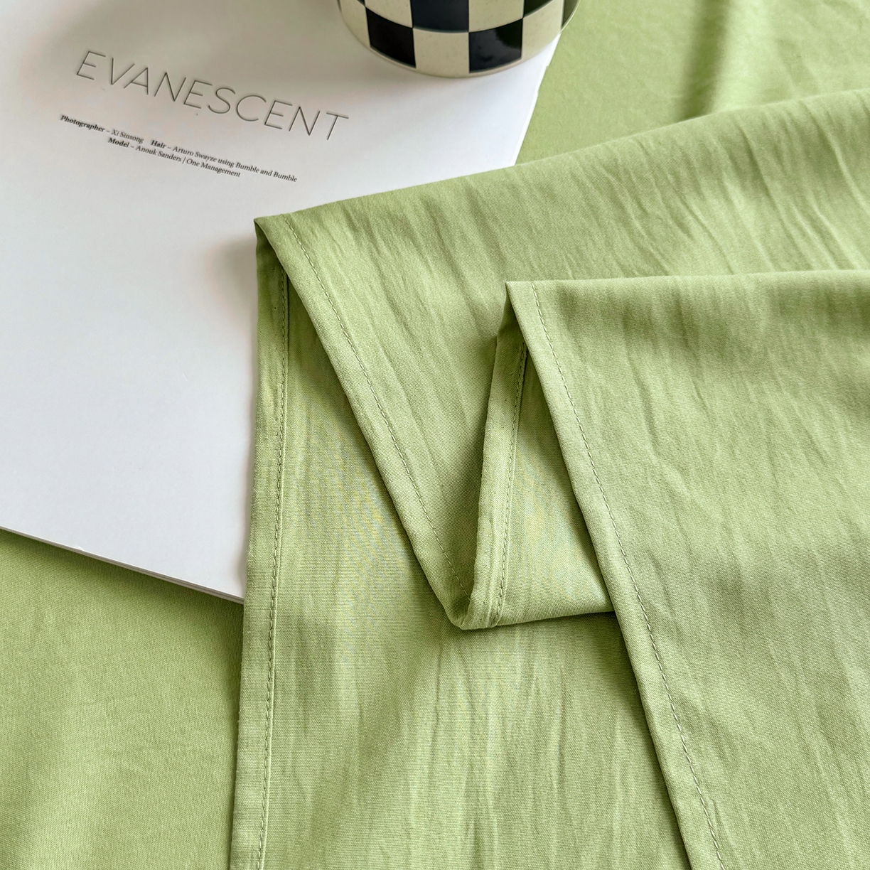 91家纺网 家纺一手货源 找家纺 十一家居 2025年新款ins风A类母婴级亲肤云朵水洗棉单床单 松绿