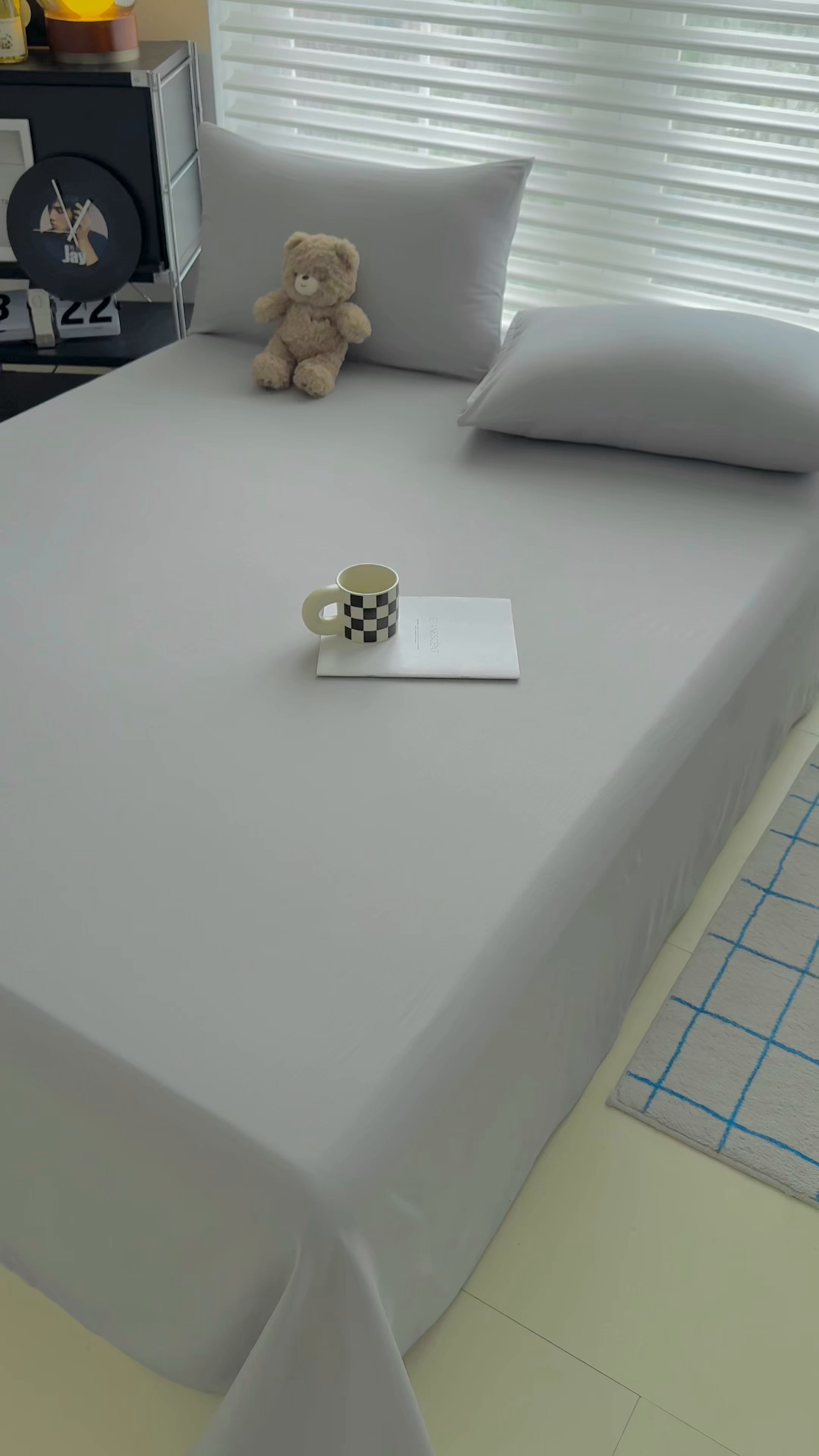 91家纺网 家纺一手货源 找家纺 十一家居 2025年新款ins风A类母婴级亲肤云朵水洗棉单床单 烟灰