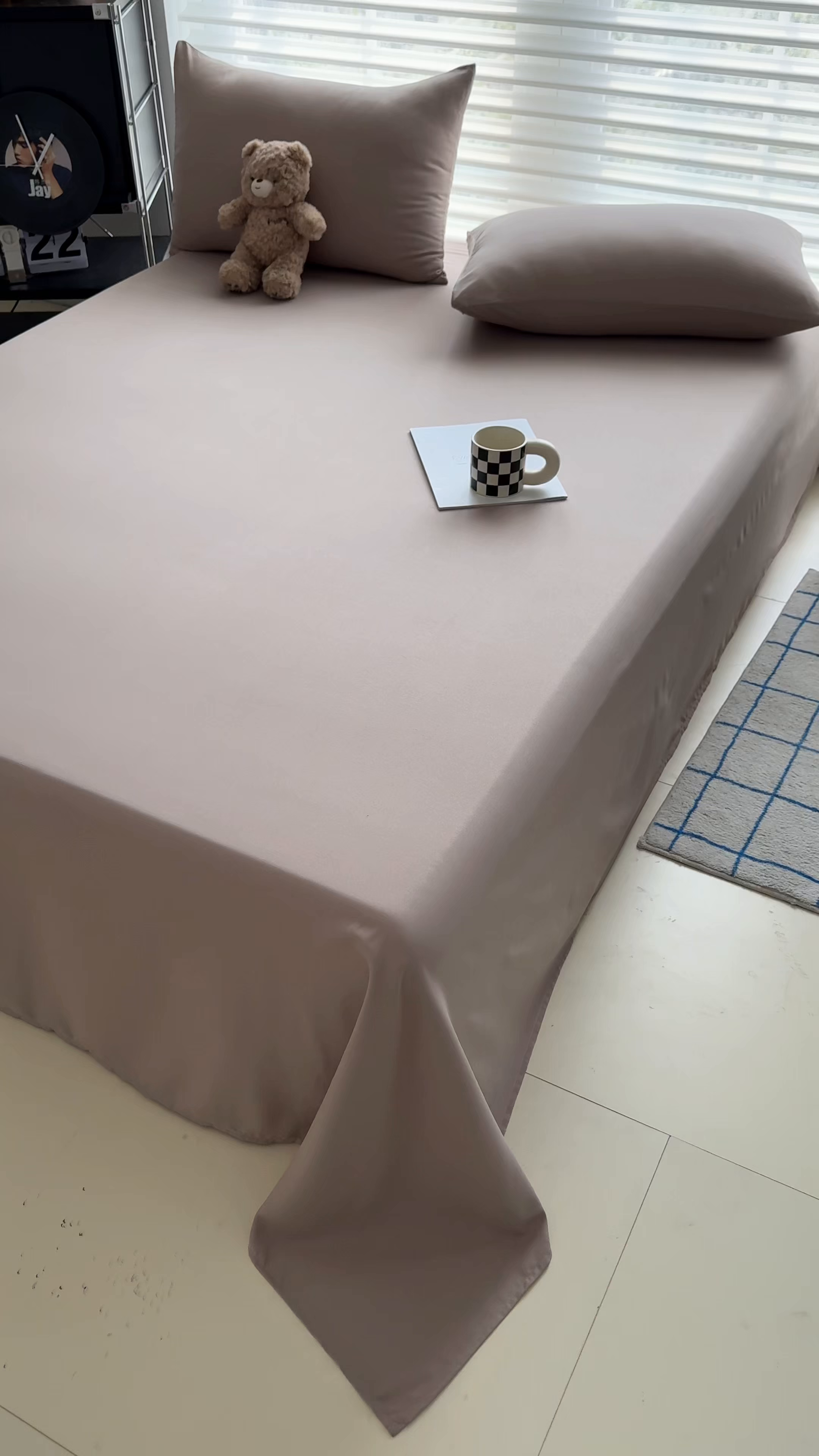 91家纺网 家纺一手货源 找家纺 十一家居 2025年新款ins风A类母婴级亲肤云朵水洗棉单床单 茶咖