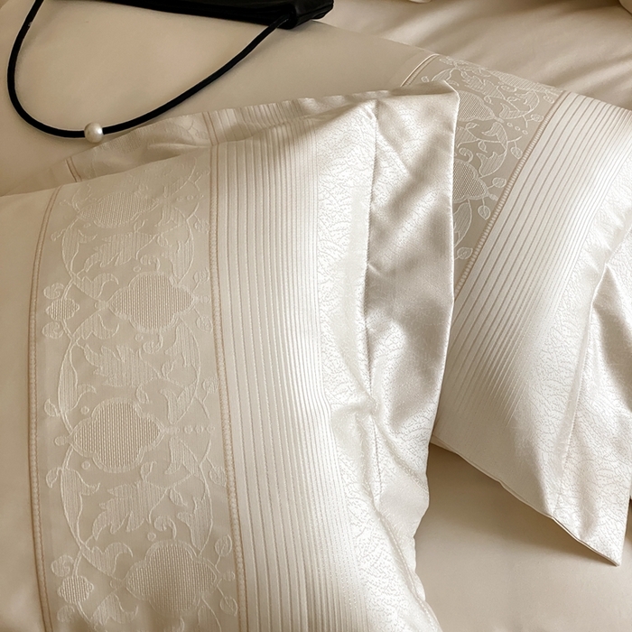 91家纺网 家纺一手货源 找家纺 太古汇家居 2025新款高精密色织提花系列四件套-巴洛克 巴洛克-奶白