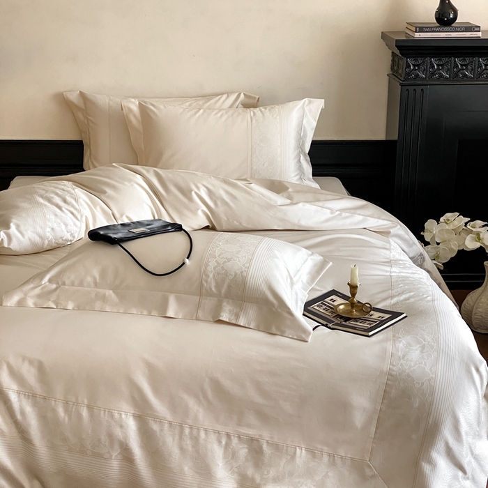 91家纺网 家纺一手货源 找家纺 太古汇家居 2025新款高精密色织提花系列四件套-巴洛克 巴洛克-奶白