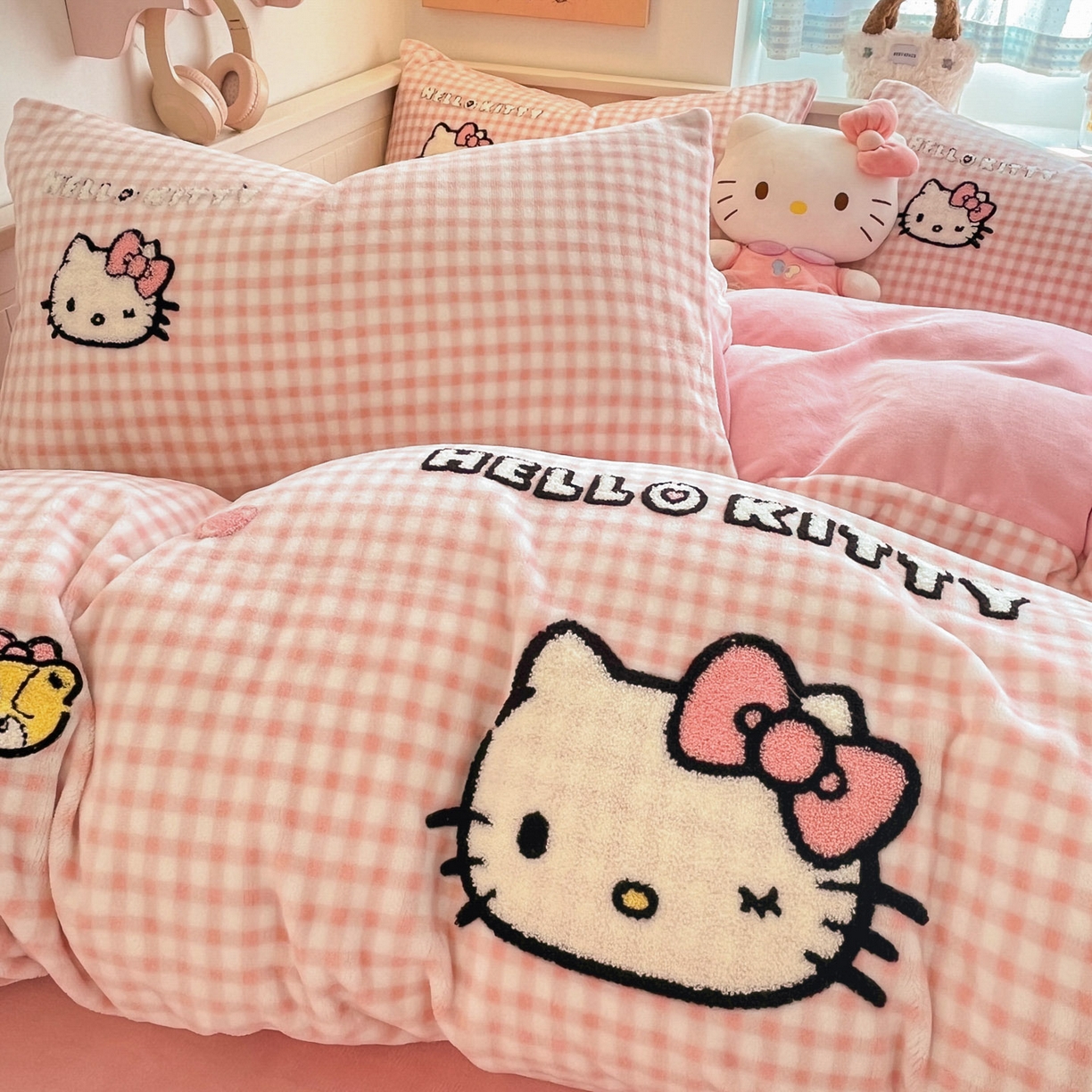 91家纺网 家纺一手货源 找家纺 （总）暮思家居 2025新款正版授权高端毛巾绣绣花牛奶绒三丽鸥四件套