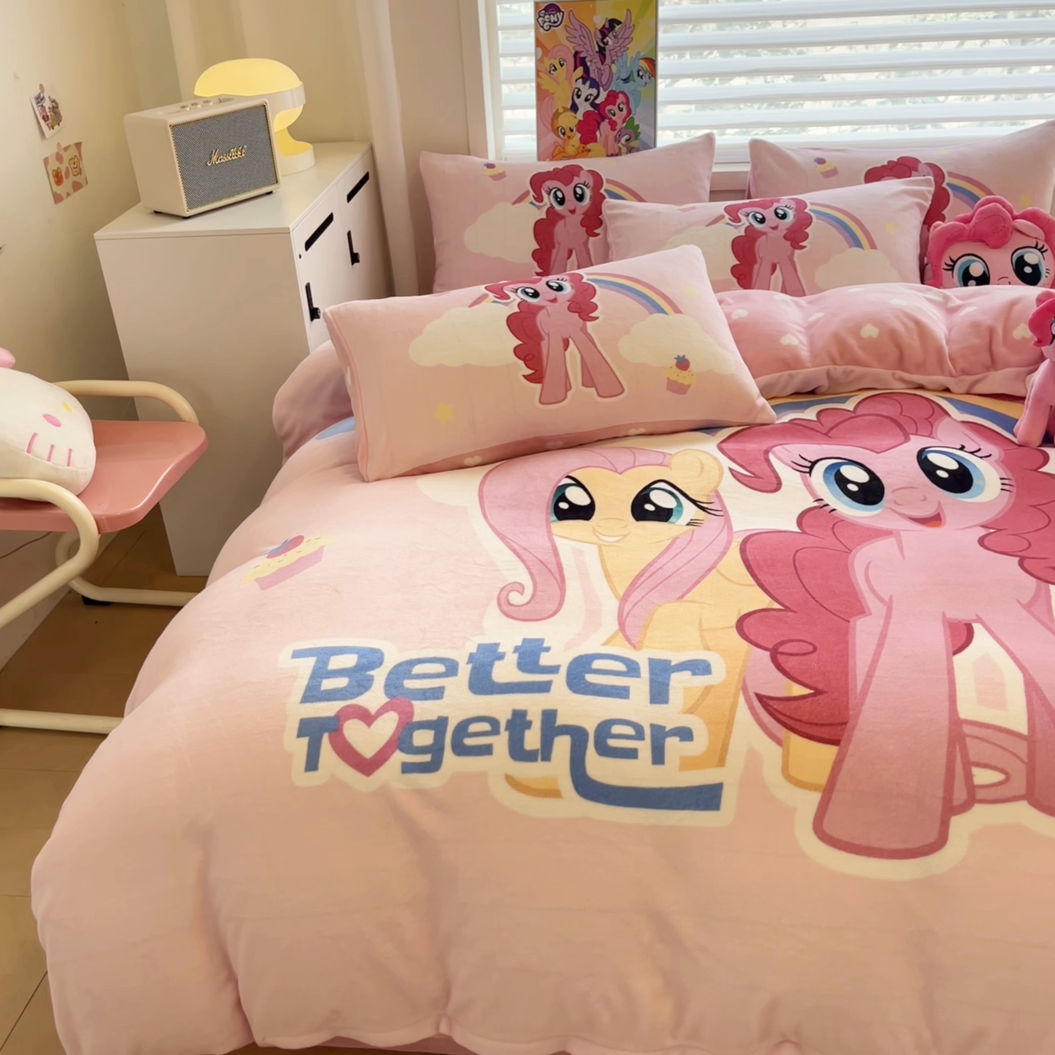 91家纺网 家纺一手货源 找家纺 （总）暮思家居 2025新款正版授权小马宝莉大阪数码印花高克重加厚保暖牛奶绒四件套