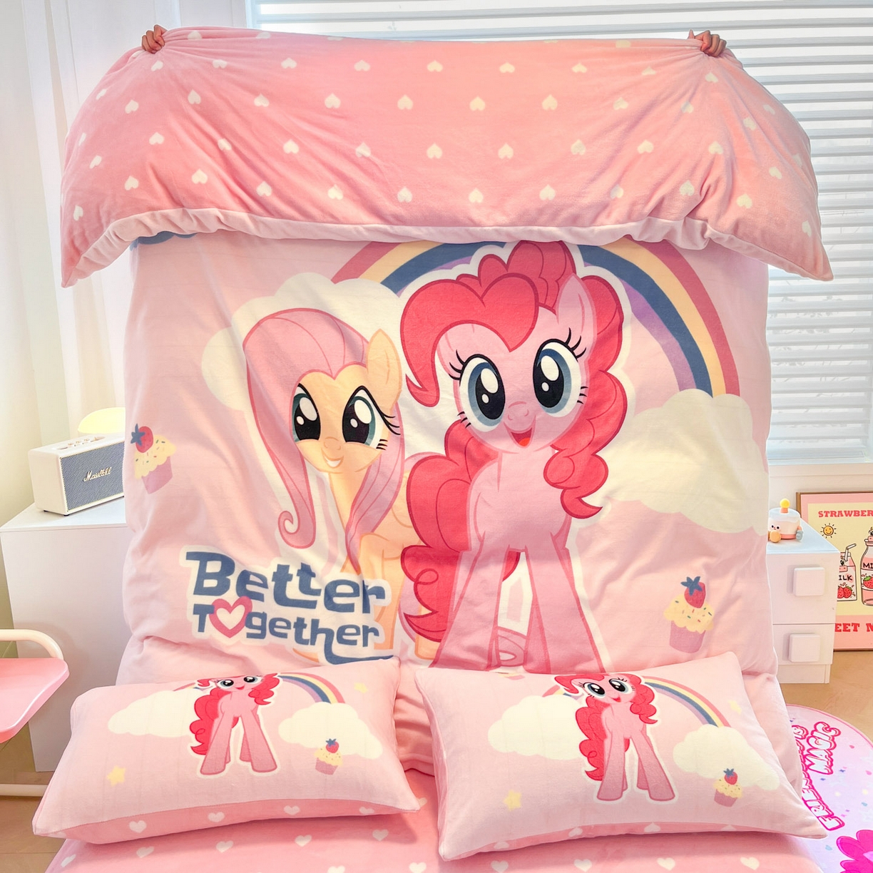 91家纺网 家纺一手货源 找家纺 （总）暮思家居 2025新款正版授权小马宝莉大阪数码印花高克重加厚保暖牛奶绒四件套