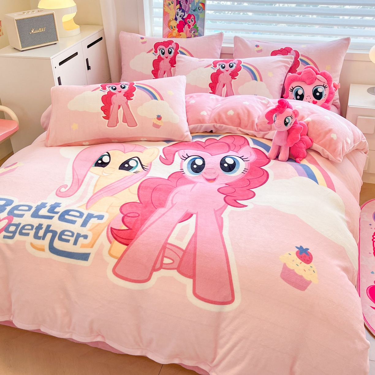 91家纺网 家纺一手货源 找家纺 （总）暮思家居 2025新款正版授权小马宝莉大阪数码印花高克重加厚保暖牛奶绒四件套