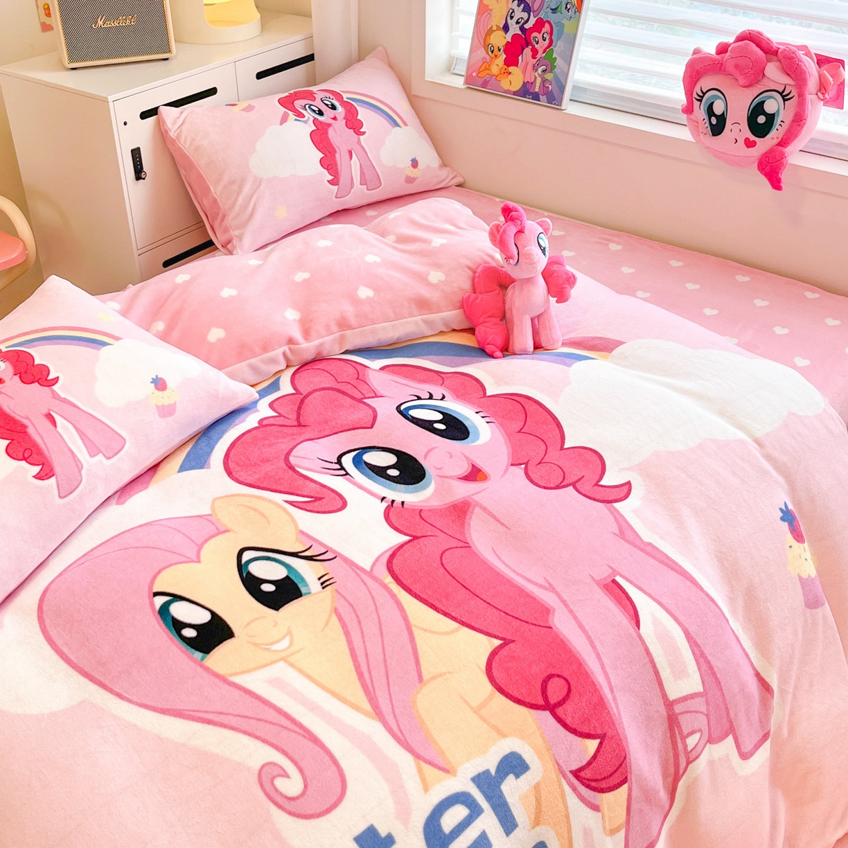 91家纺网 家纺一手货源 找家纺 （总）暮思家居 2025新款正版授权小马宝莉大阪数码印花高克重加厚保暖牛奶绒四件套